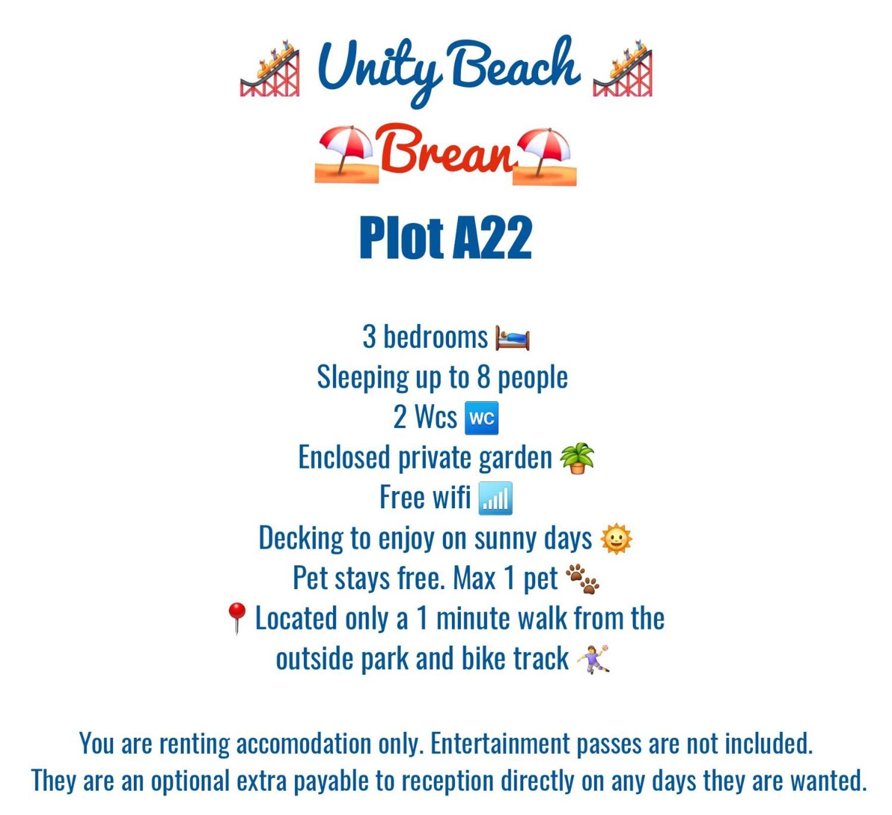 A22 Unity Beach Holiday Resort Unity Brean Sleeps 8 People 3 Bedrooms 1 Pet Stays Free Berrow Buitenkant foto